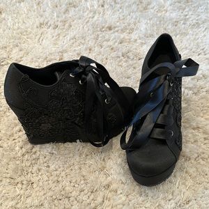 Brand new black sneaker custom wedges from Etsy